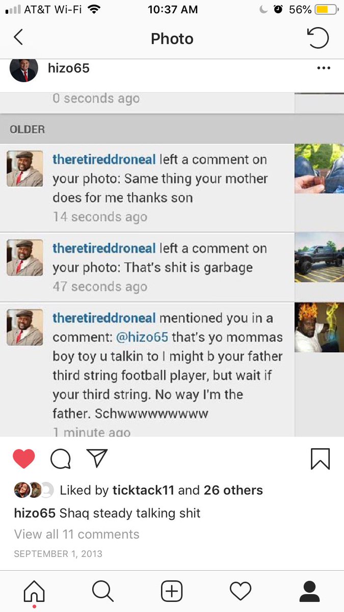 Hizo65's tweet photo. I’ll never forget when I got absolutely bodied by Shaq on Instagram https://t.co/eK1NBnnPn5