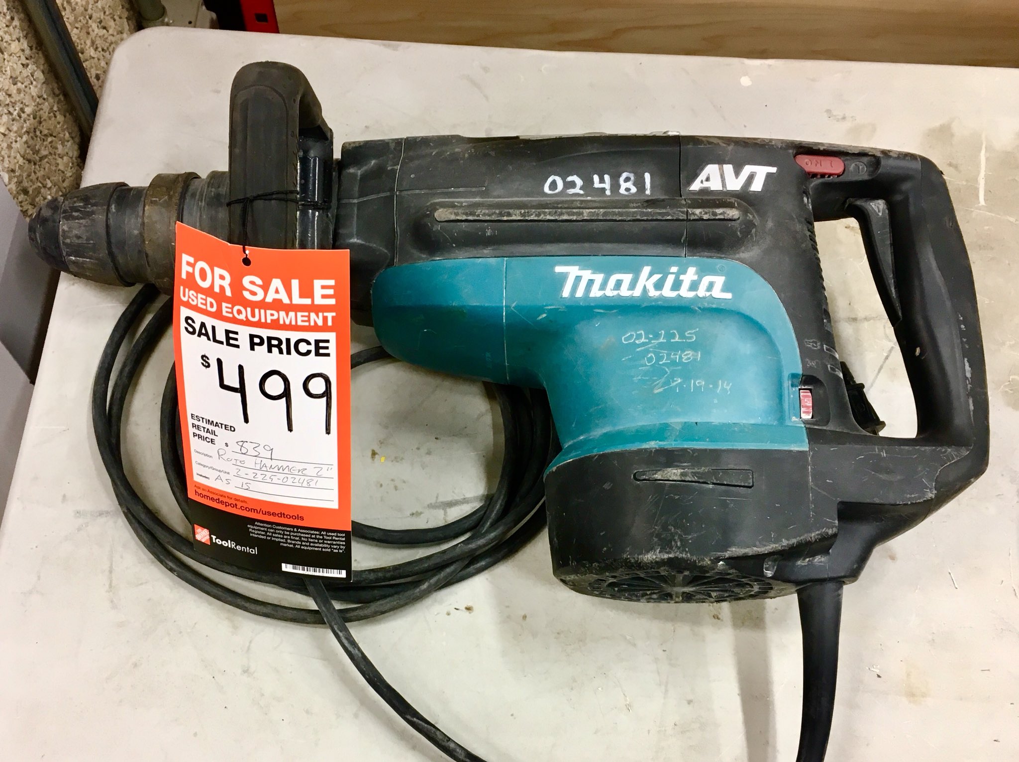 Home depot roto hammer rental hotsell