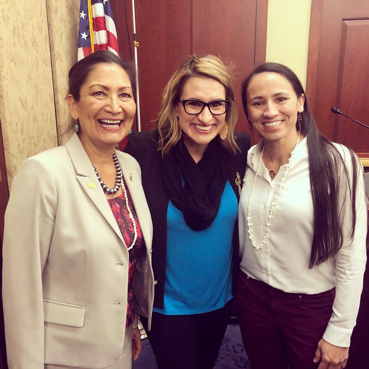 LtGovFlanagan's tweet photo. This week was the first time @RepDebHaaland, @RepDavids, and I were all together! My heart is full of gratitude for these women and their leadership. #NativeRise #SheRepresents https://t.co/bRg5QhSCtw
