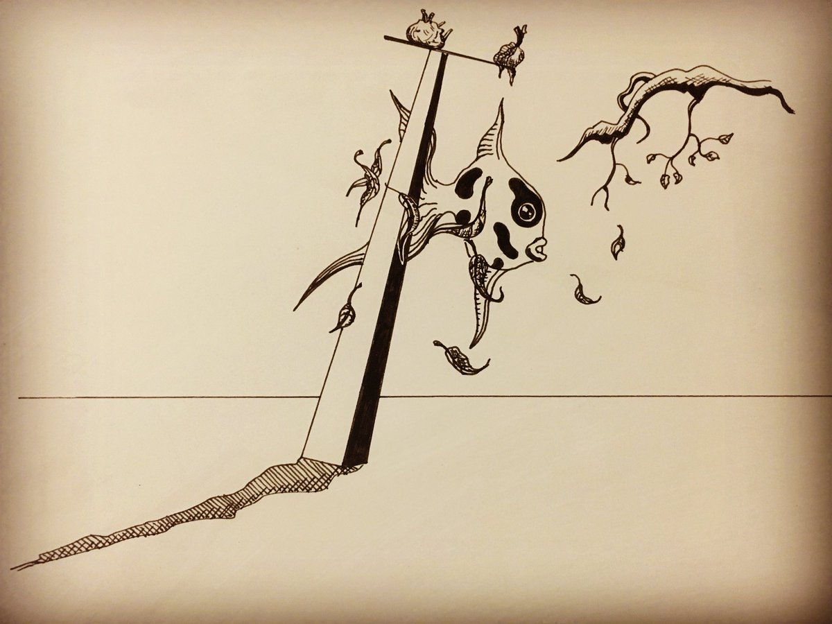 peter_f_spiess's tweet photo. “they lurk from under the sugar pot”

#surrealism #sketch #inkdrawing #darksurrealism #fish #innervisions https://t.co/Z8GJ2Y3t07