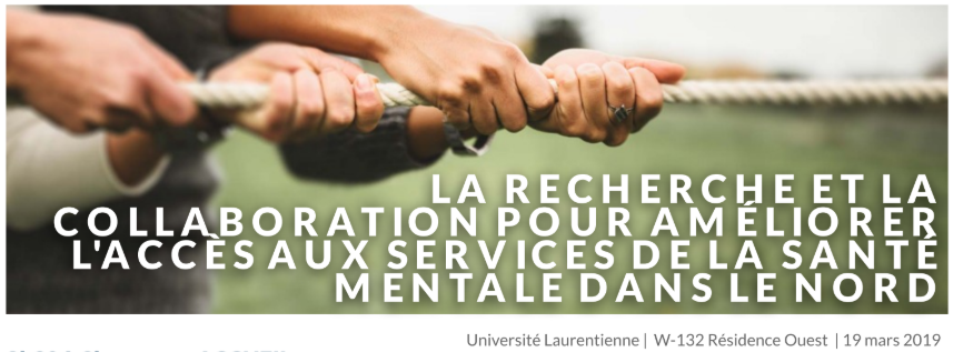 CRaNHR's tweet photo. La recherche et la collaboration pour améliorer l'accès aux services de la santé mentale dans le Nord vous interpellent? Soyez des nôtres le 19 mars 2019! Inscription gratuite! @ULaurentienne
 #Semainedelarecherche2019 @CNFSUL @Usherbrooke @CROSH_CRSST
@HSN_Sudbury @GouvCanSante https://t.co/6Hz6prjwIm