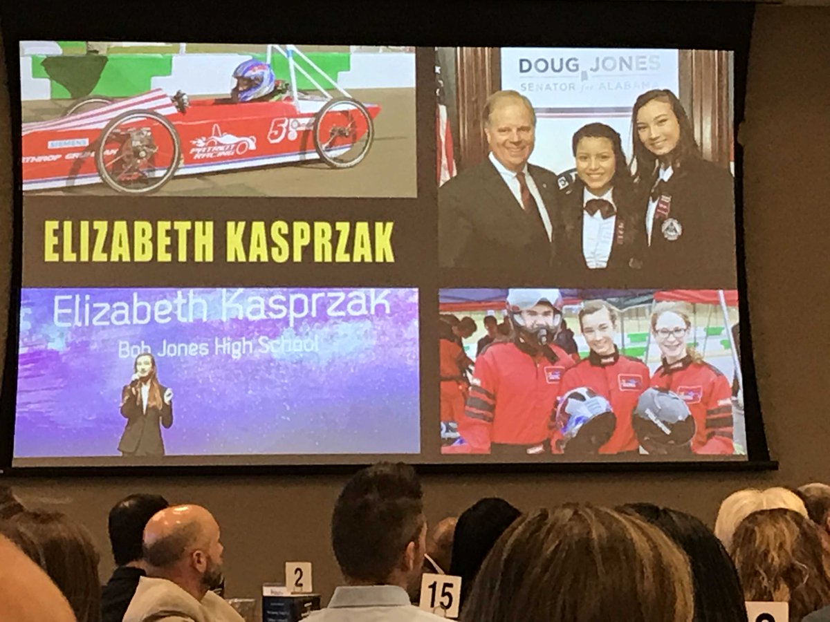 BJ sr. Elizabeth Kasprzak &amp; Supt. Robby Parker @ 2019 State of Schools. She shared how MCS provides a positive learning environment for students packed w/ options. L-R Teacher Jessye Gaines, Parents Kris &amp; Anna, Elizabeth, Principal Sylvia Lambert, Parker. Outstanding! #mcslearn
