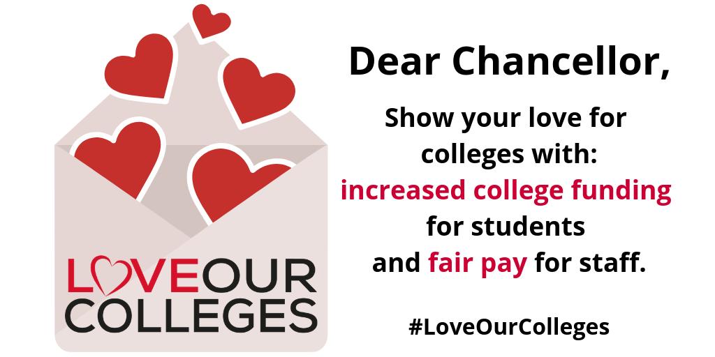 This valentine’s day, will you <a href="/hmtreasury/">HM Treasury</a> / @philiphammondUK join us in sharing the love - and commit to fair funding for colleges? #LoveOurColleges #valentinesday