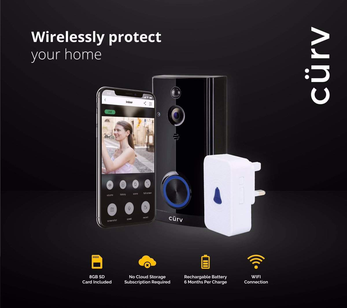 woodsandstar's tweet photo. Cürv Smart Wireless HD Video Doorbell £9️⃣6️⃣.0️⃣0️⃣ including VAT. Answer the door from anywhere! Crystal clear 1080P HD camera, Night vision, Two way audio, Motion sensor, Instant push notification. https://t.co/ImI0OhTvuz #curv360 #homesecurity #doorbell #doorbellcamera https://t.co/4RVObdkNEA