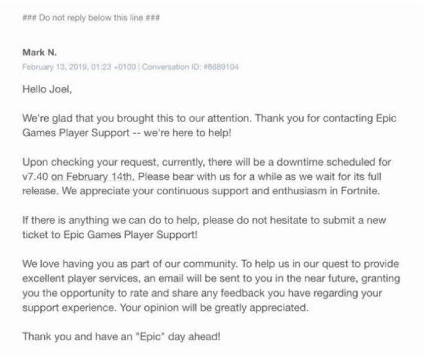 Fortnite News News V7 40 Update Could Be Coming Tomorrow According To This Email Nothing Is Yet Confirmed By Fortnitegame Themselves Fortnite Fortnitebr T Co 1rx23agqz8