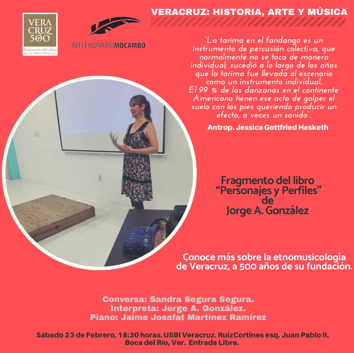 jorgeglezz75's tweet photo. No te pierdas la presentación de libro los Personajes y Perfiles de Jorge A. González. Invitan #Fundacion500años #ReflexionarioMocambo #USBIVeracruz 
#Jarochos #Cultura @rousy82 @JaimeBacaOlamendi @_BocadelRio  @eli8427  @rousy82  @Alaide_Difusion  @CarteleraVer  @LugoSagada  @ https://t.co/DcRrv4dTDe
