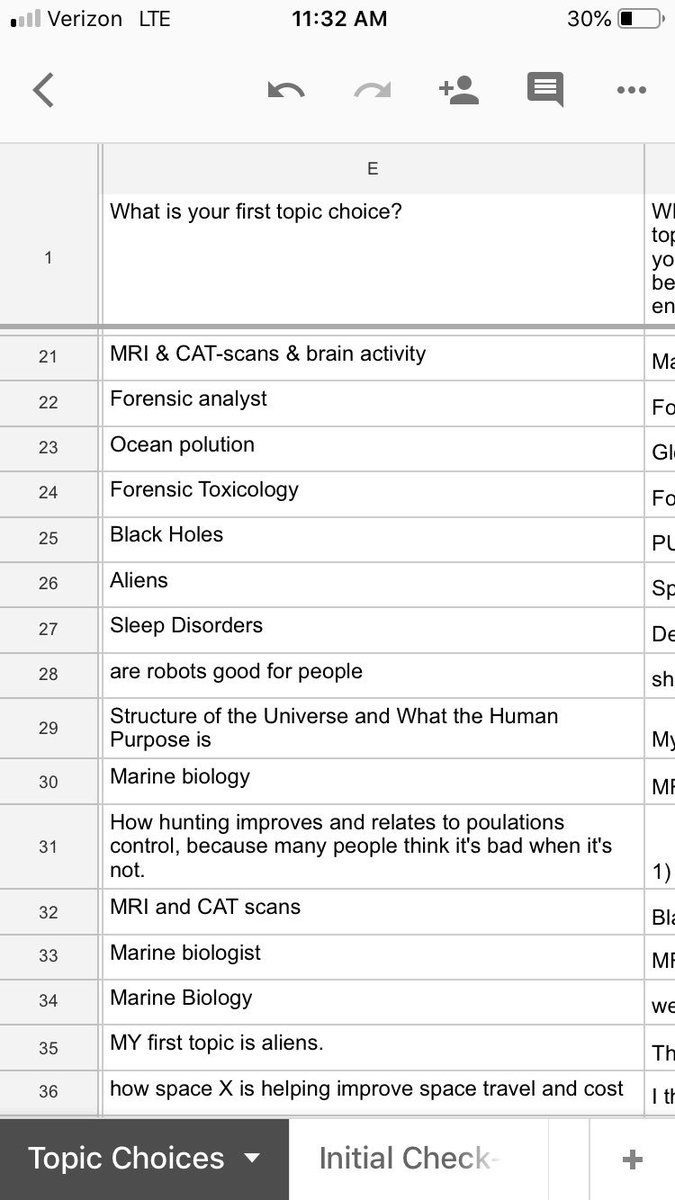 CoachSWurtzel's tweet photo. Look at these awesome research topic ideas our 8th graders are coming up with while I’m at #METC19 @WarrenCoR3 @WoTownNation Can’t wait to get back tomorrow & give them further direction! #writingmadness https://t.co/ESdIw08iFh