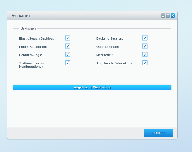 Shyim97's tweet photo. Working on a new Frosh plugin to clean up installations. Any ideas what all should be checked and cleared?
#shopware #friendsofshopware https://t.co/4uYRbXeIWg