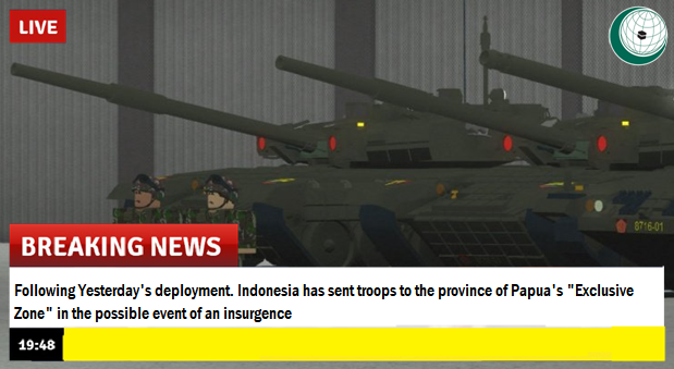 Following Indonesia's deployment yesterday, Cenderawasih was ordered to the province of Papua's "Exclusion Zone" in the event of an insurgence.
