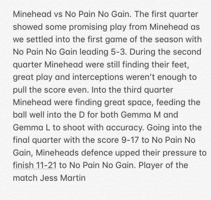Here’s the match report for last weeks game against No Pain No Gain!

Thanks to our player of the match Jess Martin for writing the report 

🌟🏐🌟🏐