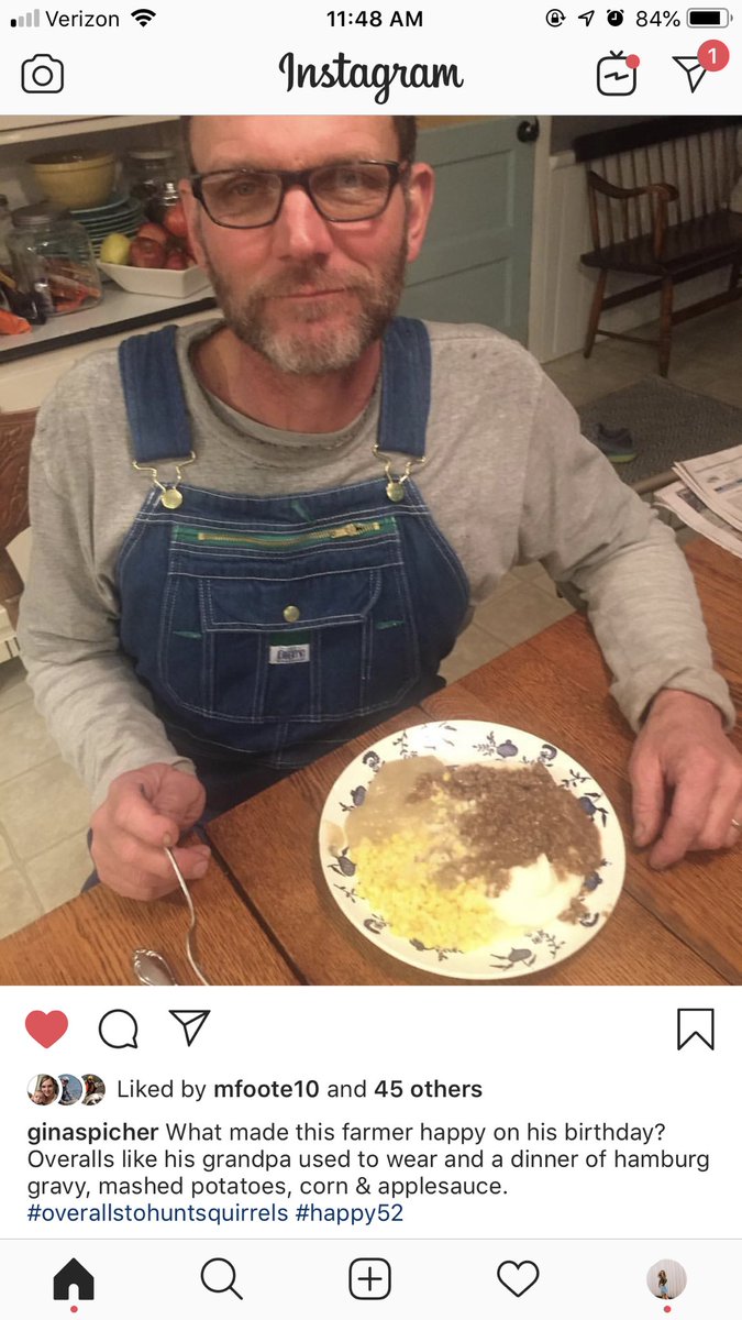 merespicher's tweet photo. All my dad wanted for his birthday was to wear overalls, squirrel hunt, and to eat hamburger gravy. What a life. https://t.co/JfmLOGpwu8