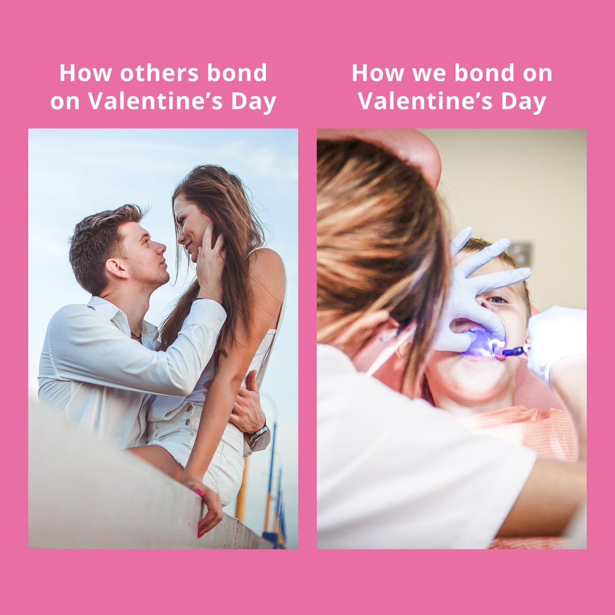 AscotFamilyDDS's tweet photo. HOW MY FRIENDS bond on Valentine's Day vs. how we bond on Valentine's Day. https://t.co/4qeHbRVXqY