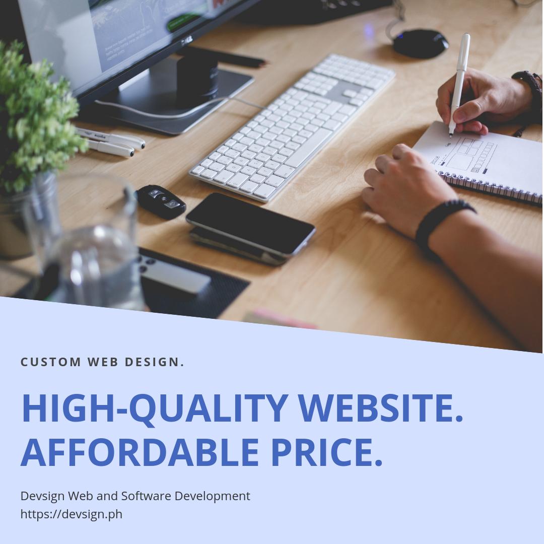 devsignph's tweet photo. We create professional-looking #websites for an affordable price. Custom Design. No Pre-made Templates.

Message us and we'll create one for you 🙂

#devsignph #webdevelopment #webdesign #webdevelopmentph #webdesignph #websites #webdeveloperph #webdesignerph #philippines https://t.co/DPhuWwAuTv