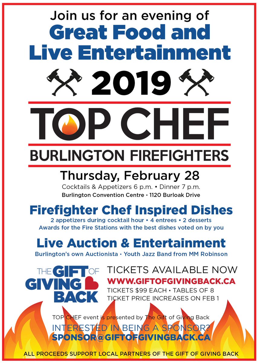 We're going to the <a href="/giftgivingback/">Gift of Giving Back</a> <a href="/BurlingtonFire/">Burlington Fire Dept</a> Top Chef dinner - are you? Feb 28th! We will see lots of peeps like <a href="/juliecole/">Julie Cole</a> <a href="/BGHC_News/">Burlington Girls Hockey Club</a> <a href="/Yellowrobot/">Yellow Robot Marketing</a> <a href="/MariannMeedWard/">Marianne Meed Ward</a> <a href="/burlingtoneagle/">Burlington Eagles</a> <a href="/FlourChildBaker/">Flour Child Bakery</a> #giftgivingback @
