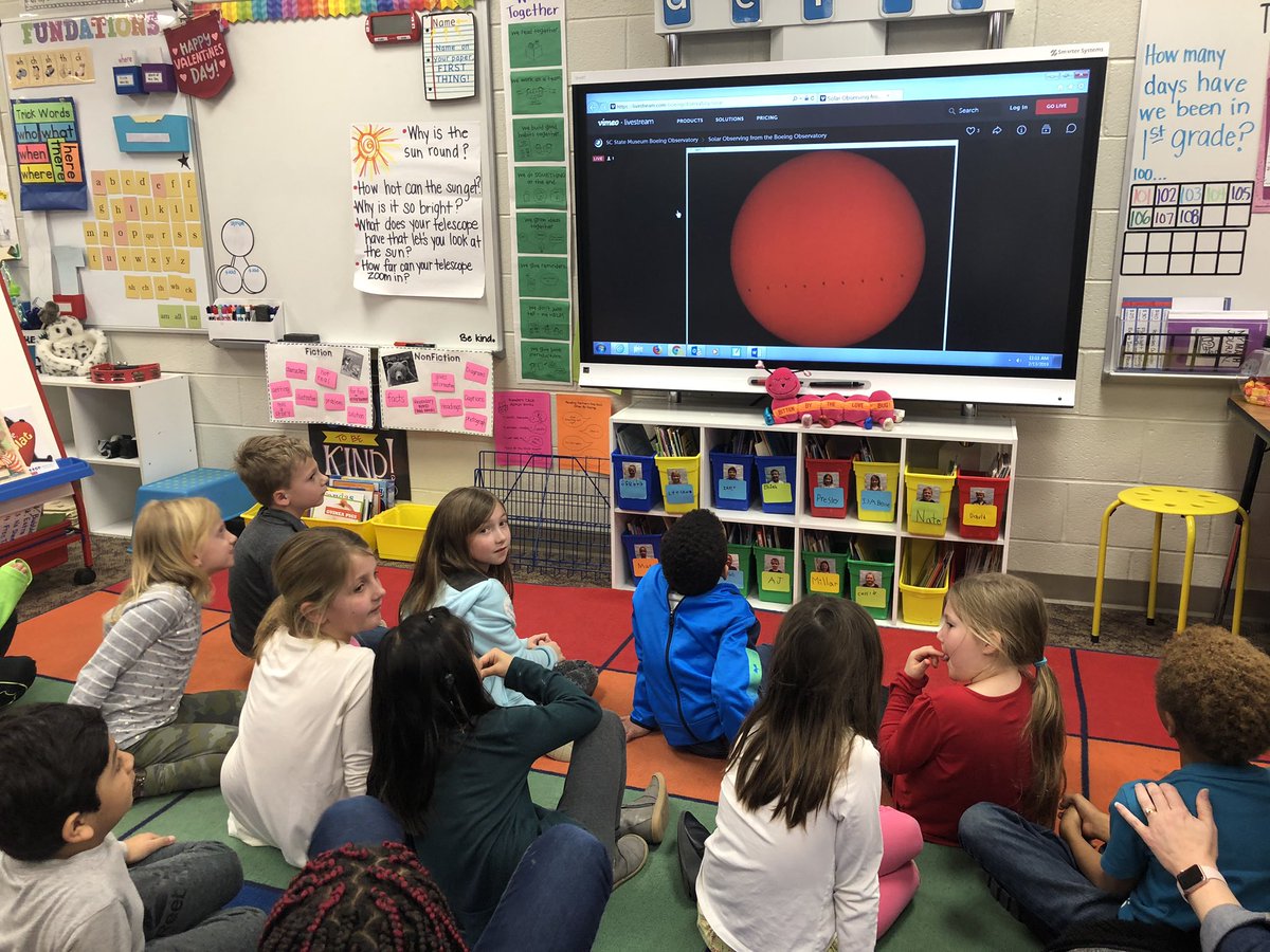 lanford_sarah's tweet image. Super cool learning experience this morning- Google Hangout with @SCStateMuseum to ask questions and use their telescope! ☀️🔭 @SCESsharks #FM21STEAM #firstgradersrock #opportunity