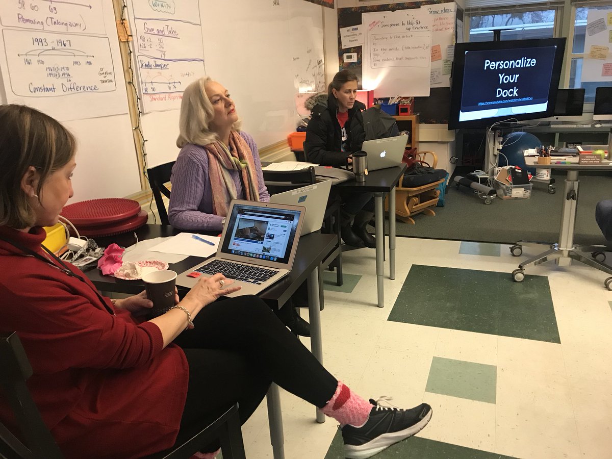 techymisstori's tweet photo. A quick “bite” of this morning’s Apple themed Techfast with @loutzaluv4tech &amp; @bforrette Ts learned tips and tricks to use on our brand new MacBook Airs 💻🍏 #ivyhawksquad #WCSDHeroes #tribegoals #edtechunicornsunite #AppleEDU https://t.co/yeeU5c0n6R