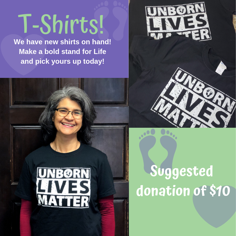 NurturingCenter's tweet photo. Stop by our office to pick up a new t-shirt and stand for Life! We are asking for a donation of $10 per shirt.

We will be in the office until today and Thursday until 3 pm and Friday until 12 pm! Don't miss out! https://t.co/36XC8uQUhU