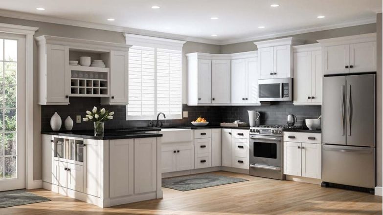 Kitchen Granite Countertop Installation with White Cabinetry and Dark Gray and Black Accents by Stone4kitchen

See more here: buff.ly/2WW2WAk #MarbleCountertops #KitchenCountertops #KitchenDecor #ModernKitchen #KitchenRemodel #HGDesignIdeas