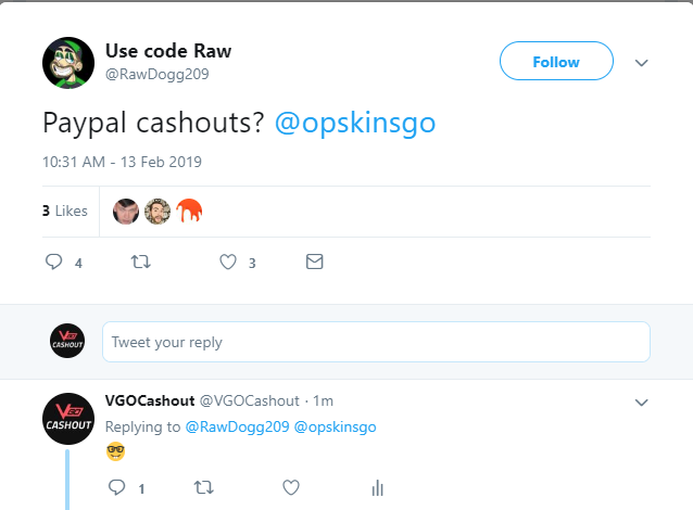 VGOCashout's tweet photo. Don't forget, the best way to cashout your skins instantly is

https://t.co/tJNK8s2Bjk https://t.co/Wx7QEYqEgf