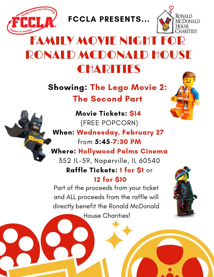 FCCLA Family Movie Night @HollywoodPalms to benefit Ronald McDonald House Charities! @RMHC Making memories while helping families - THAT'S A GREAT NIGHT! 
bit.ly/2S0qFvM @WAactivities @sd129 @fcclawahs @BrianVeitEDU @IllinoisFCCLA #FCCLA #FamiliesHelpingFamilies