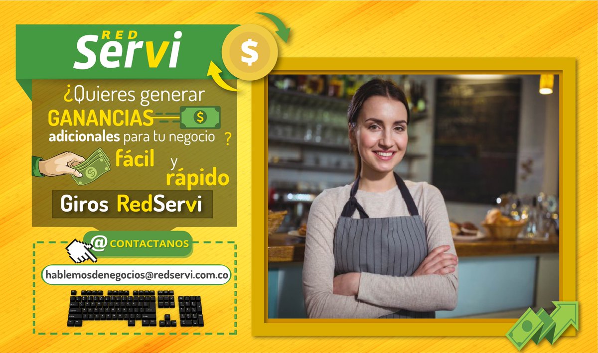 REDSERVIsocial's tweet photo. ¿Quieres obtener ganancias para tu negocio de manera fácil y rápido?
#RedServi es la solución, envíanos un mensaje a nuestro correo electrónico hablemosdenegocios@redservi.com.co  y cuéntanos como podemos formar parte de tu negocio. https://t.co/Sw0w7iJkQ7