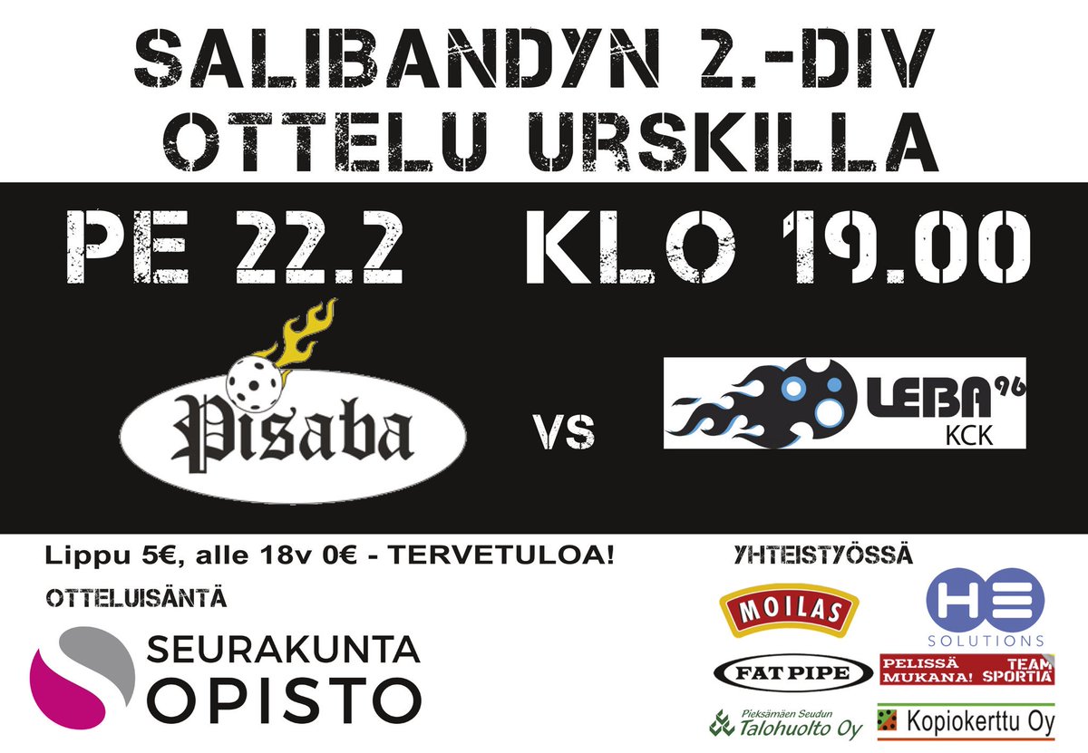 Pisaba2's tweet photo. Hiihtoloman alkajaisiksi! #salibandy #m2div #savokarjala  Tervetuloa! https://t.co/ZbBsC3DPaI