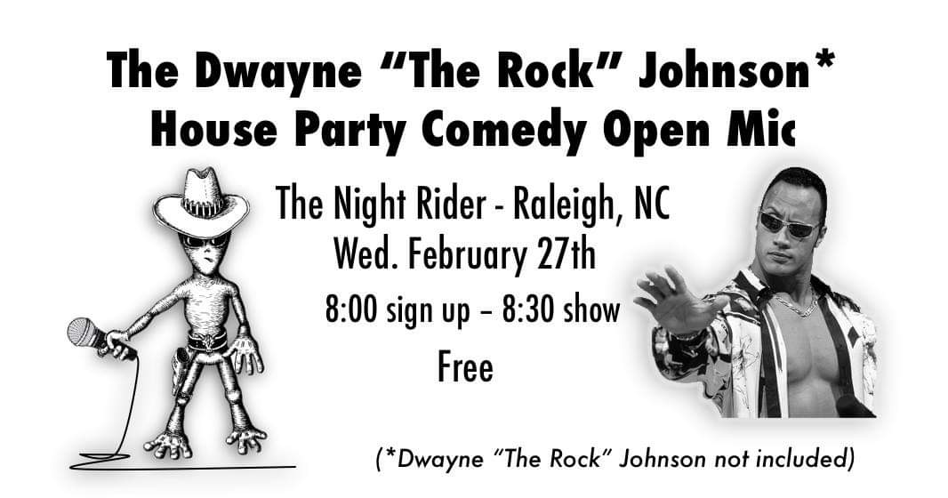 reidpegram's tweet photo. #RALEIGH! In two weeks the best lil #ComedyOpenMic in #NC RETURNS to The Night Rider (416 W. South St). Sign up @ 8. Show @ 8:30. As always, FREE.

#TRIANGLECOMEDY #DOWNTOWN #COMEDY #STANDUPCOMEDY #OPENMIC #NORTHCAROLINA #WEDNESDAY #LOCAL https://t.co/QfVIWWCKGK