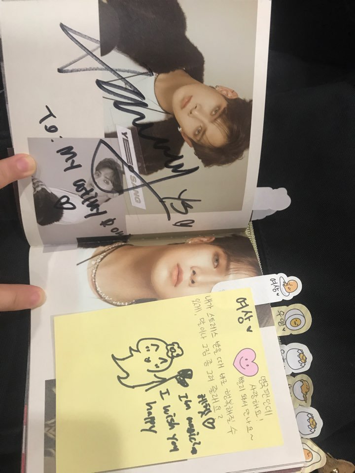  190209 Yeosang Fansign slot Q: Can you write/ draw something to put a smile on my face when I'm stressed?A: I'm magician. I wish you happy