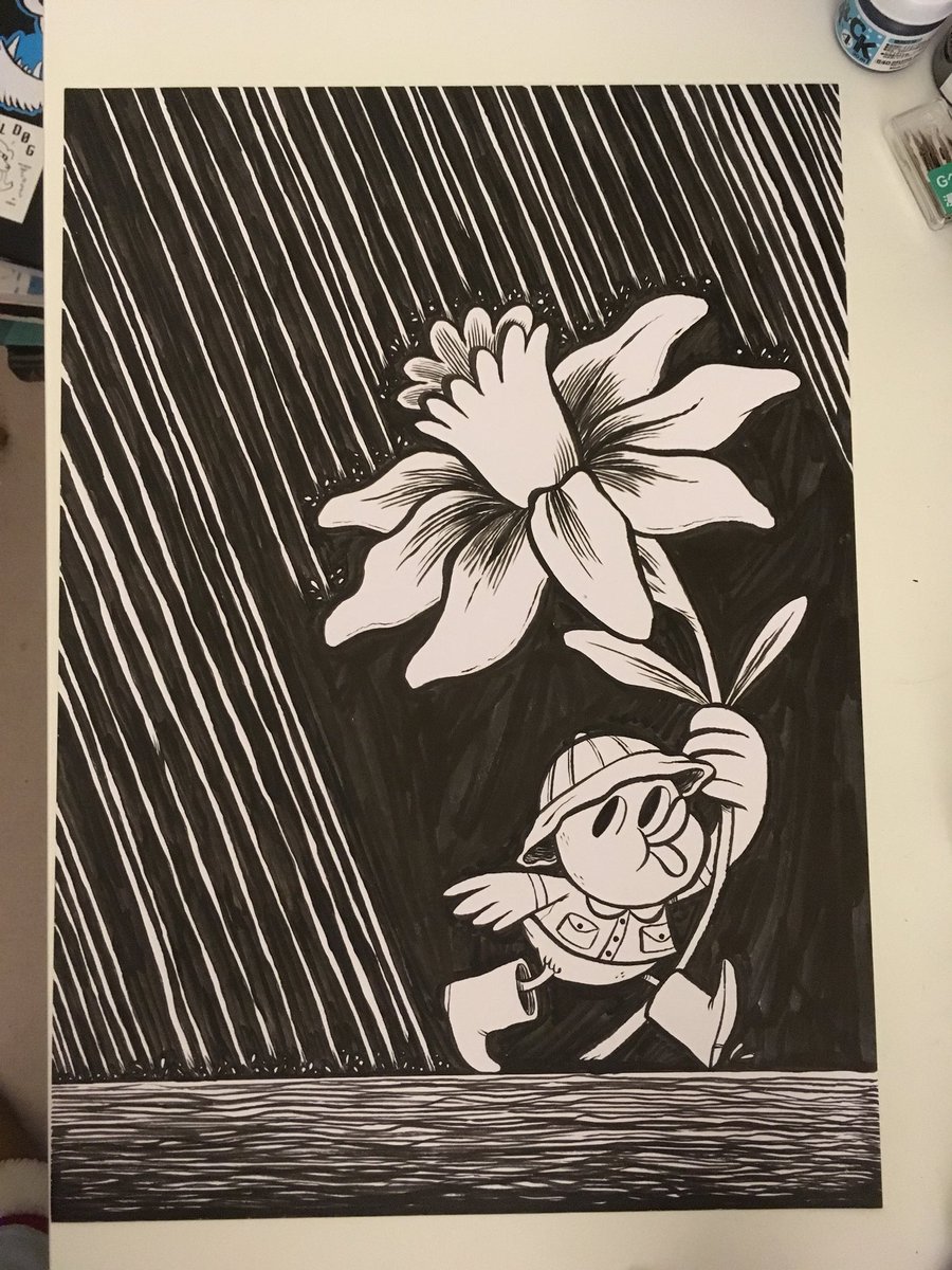 Going through old art that I wanna sell and came across the inks for an exhibit piece about spring from last year 
I think I'm too fond of it to sell it rn though 
☔️? 