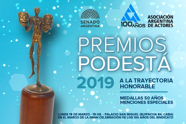actoresprensa's tweet photo. El 18 de marzo se entregarán los Premios Podestá en la Fiesta de los 100 Años de la Asociación Argentina de Actores. Info: https://t.co/jzVLG1vBBT #Actores100Años https://t.co/vkoAv4StuS