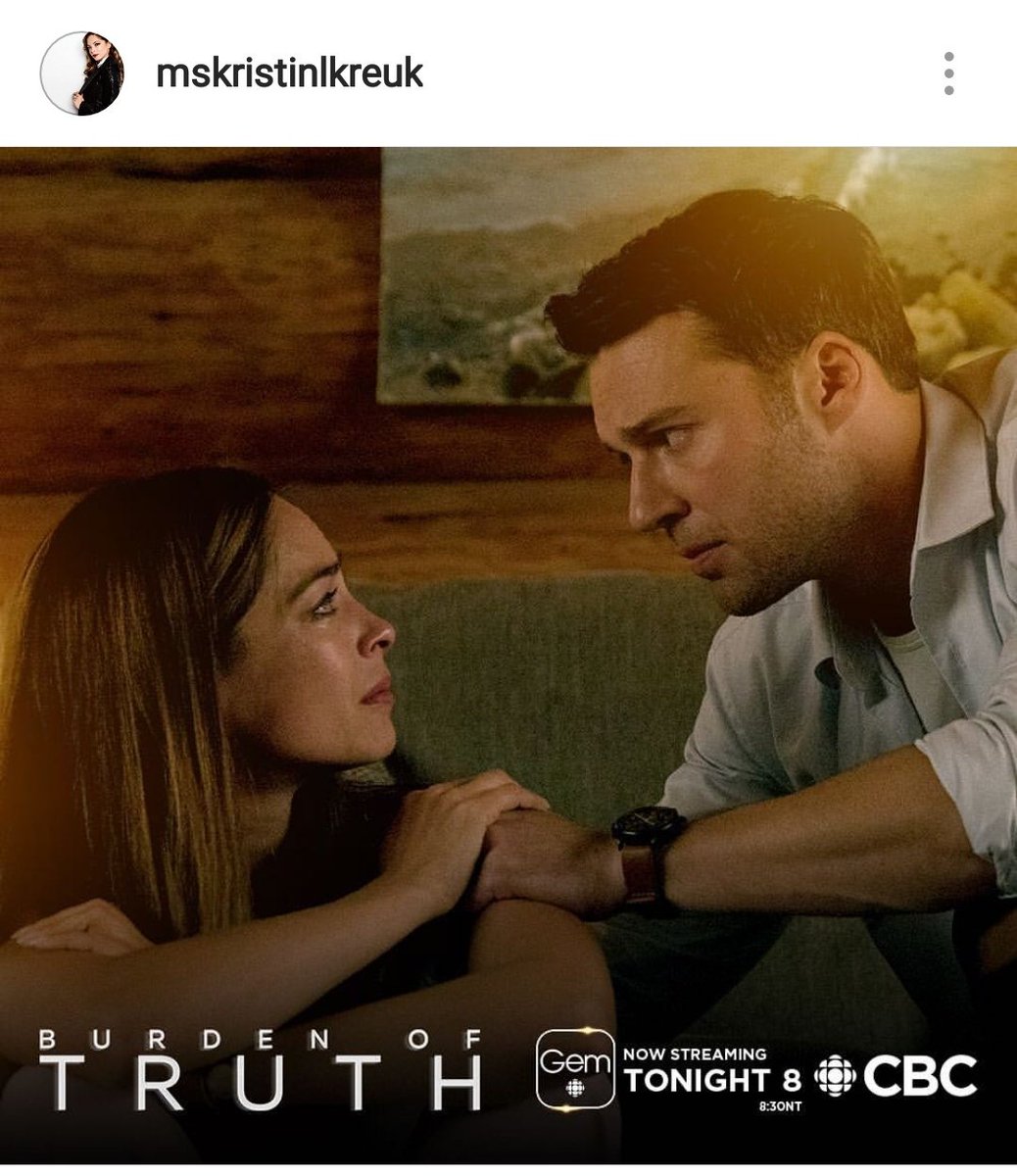 Tonight #BurdenOfTruth #JustKristinKreuk #PeterMooney pic from Kristin Kreuk on Instagram 💓 #Truthets