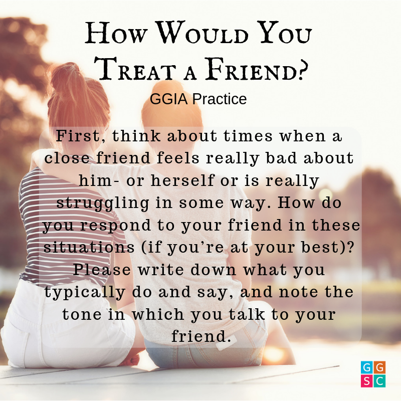 GreaterGoodSC's tweet photo. Happiness practice of the week: How would you treat a friend? Learn how to show the same compassion to yourself that you show to others. https://t.co/lUao8tAXt3 #GreaterGoodinAction #happinesspractice #wellbeing #wellbeingexercise #wellbeingpractice #compassion https://t.co/WeUPdTe8Nh