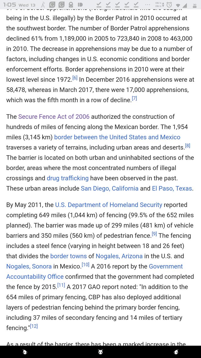 @PersevereEver @threePercentVet @GameCocksKid @politico @DNC yes, it definitely is. make sure you read and see what years barriers have been built and then come back and tell me #WallsDontWork

That is IF you can actually read charts (and words), understand numbers, and deduce information based on the #VerifiableData you mentioned