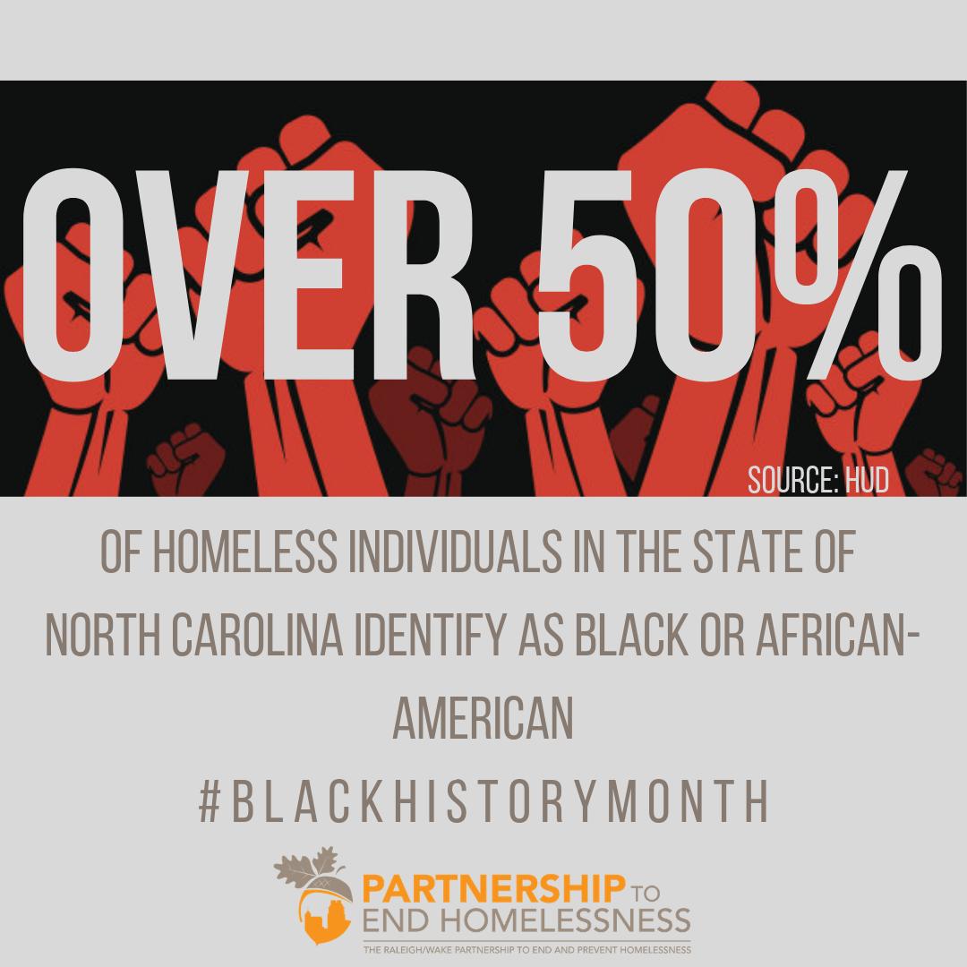 February is Black History Month, celebrate by giving back to the community! FACT: Of the homeless population in the state of NC, 52% identify as Black or African-American (<a href="/HUDgov/">Department of Housing and Urban Development</a>). The Partnership is dedicated to ending homelessness for all! Donate here: bit.ly/2HLtMCw