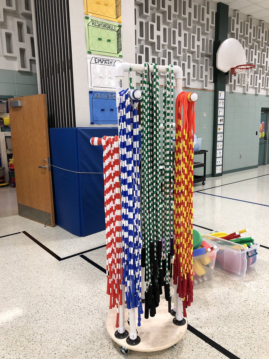 Somebody said to make PVC my friend. So, I took them up on that and made his jump rope storage rack! #HampdenDragons