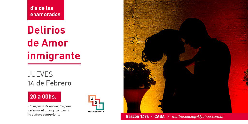 ¡Mañana festejamos el día de los enamorados compartiendo la cultura venezolana! ¡Te esperamos!
📌 Gascón 1474
🗓️ Jueves 14
🕑 20 hs
