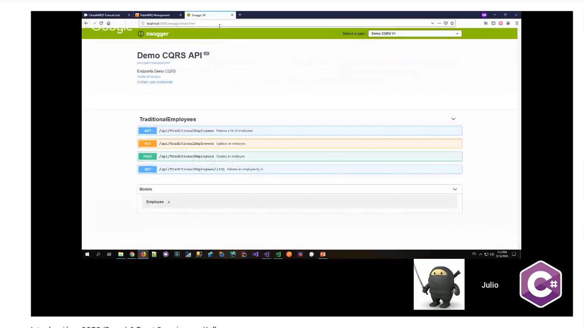 CSharpCo's tweet image. #WebApis documentadas en 1 minuto por @julitogtu en la charla de #CQRS de #CSharpCoLive: youtu.be/W3JJ6eXoiuY #CSharpCo