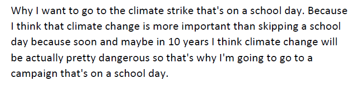 KeithDHyams's tweet photo. My 8 year old's email to his headmistress about why he's joining this Friday's #ClimateStrike .

Inspiring to see the momentum behind #YouthStrike4Climate . 

#FridaysForFuture #SchoolStrike #SchoolStrikeForClimate #SchoolStrike4Climate @Strike4Youth https://t.co/pRskPaZMZG