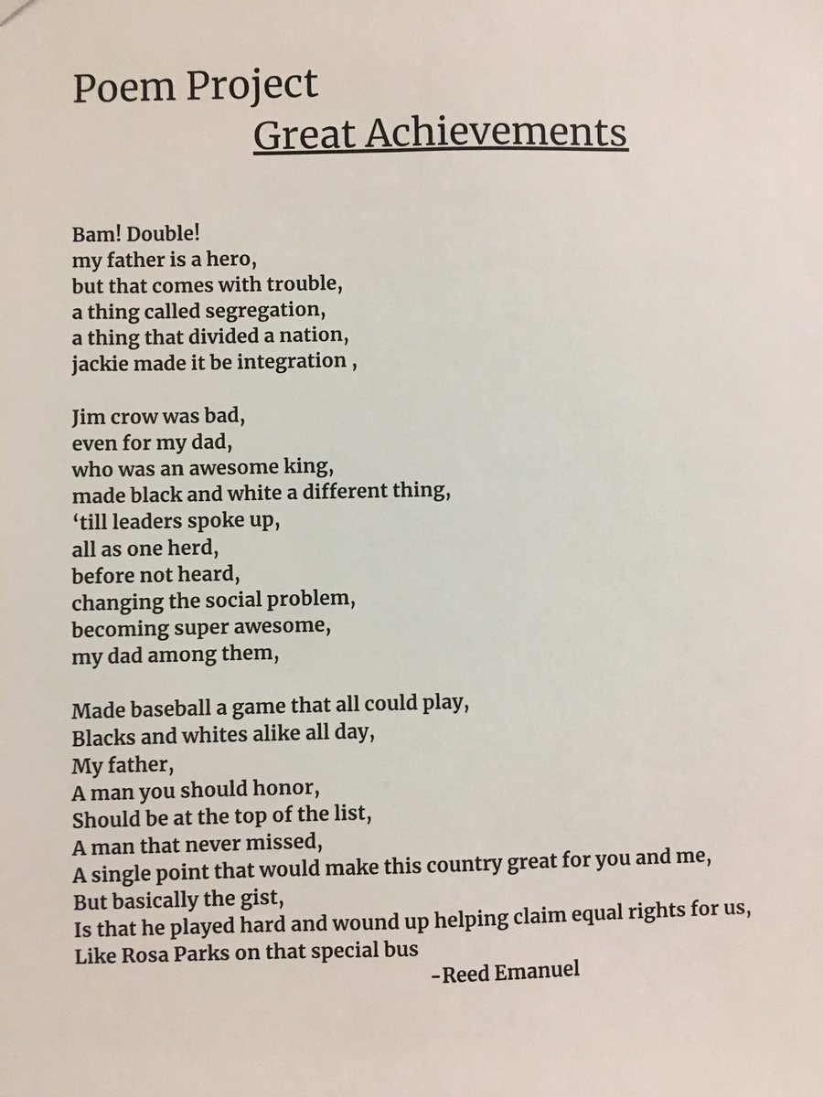 Span5thGrade's tweet photo. 5th grade writers created poetry about Jackie Robinson written from his daughter’s point of view. https://t.co/rHhZZMDokC