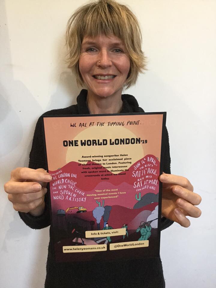 oneworldlondon's tweet photo. Loving the #oneworldlondon poster! 3 gigs 14 April @RitzyCinema #Brixton; 27 April @RichMixLondon; 11 May @ConwayHall. One World London choir with New YVC Singers with spoken word artistry from @Vanessa_Kisuule @cherylmoskowitz and @PotentialChange Tickets https://t.co/gcMBVZM0DI https://t.co/GgrIlSJoDy