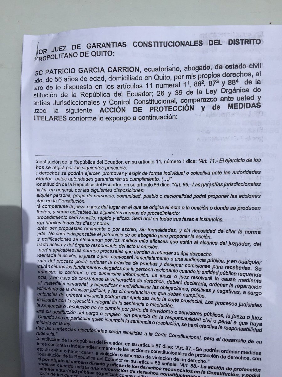 enindefension's tweet image. URGENTE: Diego García Carrión, ex Procurador #presentó una Acción de Protección contra la Asamblea Nacional presidido por Elizabeth Cabezas, por la censura por incumplimiento de funciones en el #ejercicio de su cargo, así cómo remitir el expediente a la Fiscalía General.