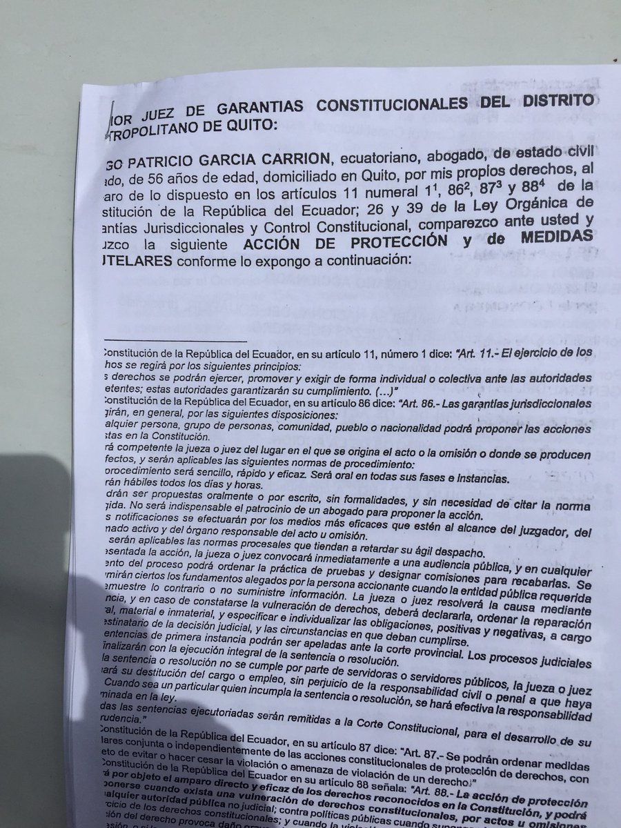 enindefension's tweet image. URGENTE: Diego García Carrión, ex Procurador #presentó una Acción de Protección contra la Asamblea Nacional presidido por Elizabeth Cabezas, por la censura por incumplimiento de funciones en el #ejercicio de su cargo, así cómo remitir el expediente a la Fiscalía General.