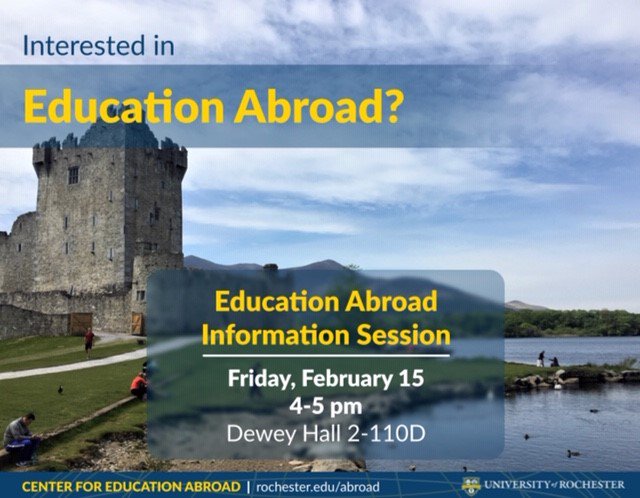 URAbroad's tweet photo. Your first step in education abroad! We hope to see you at the Information Session on Friday! Open to ALL majors! #RochesterAbroad #FirstStep #SeeYouThere https://t.co/LXJt7OlQVv