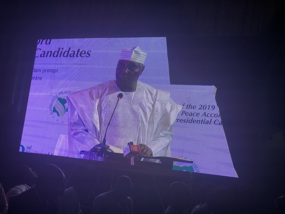 Rayyan_Tukur's tweet photo. Atiku Abubakar former VP and Presidential candidate in his speech echoes the words of the former President of Nigeria Goodluck Jonathan “My ambition is not worth the blood of any Nigerian”
#NationalPeaceAccord #NationalPeaceCommittee @YouthsForAtiku @YarKafanchan https://t.co/J8SAqf0hho