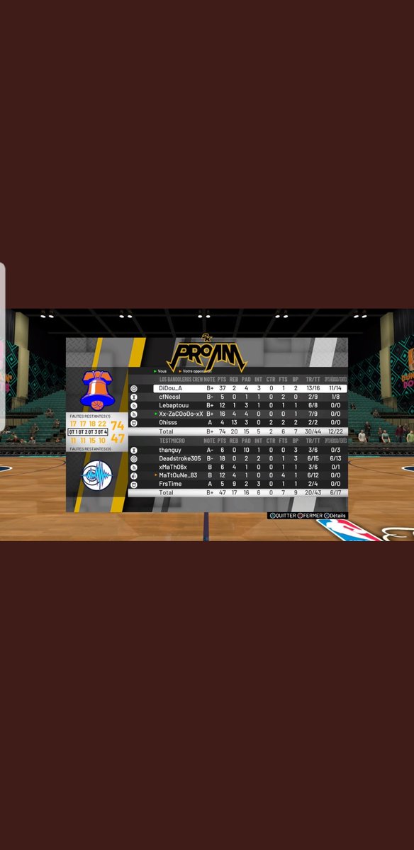 2kLosBandoleros's tweet photo. Premier match VS @testmicro9 
Victoire (74-47) GG a eux 

@NBA2k_Fr @FPL2k https://t.co/dHZJTh1j1k