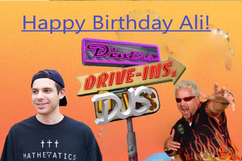 Happy Birthday, big guy. Was very excited to see you would be featured on Guy Fieri\s new show! Congrats! 