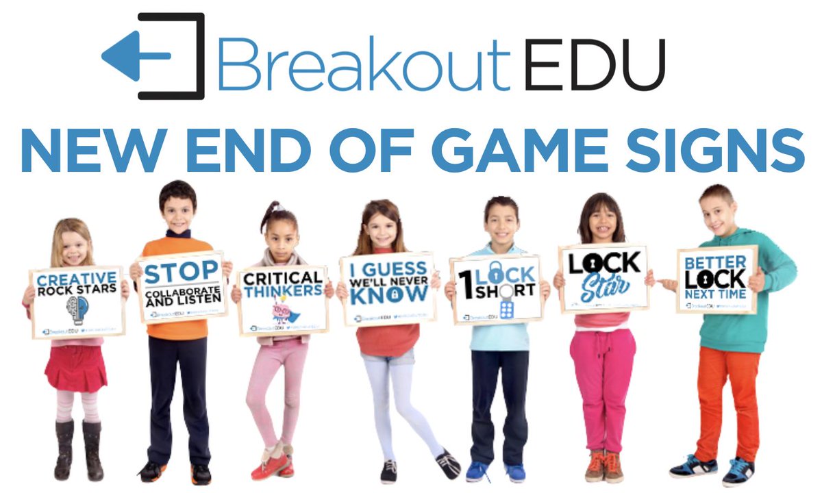 breakoutEDU's tweet photo. Check out the awesome new end of game signs for #BreakoutEDU - https://t.co/9h7qlyvZIP 

#edchat #edtech #4Cs https://t.co/ag8ykEtn0W