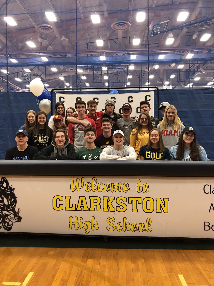 Clarkston Nation- Congratulations to our 25 Student Athletes that signed their NLI to play at the next level. These athletes will compete in Cross Country, Football, Golf, Soccer, Swim, Volleyball, Baseball, Lacrosse and Softball.  Good Luck Wolves! #ProudAD