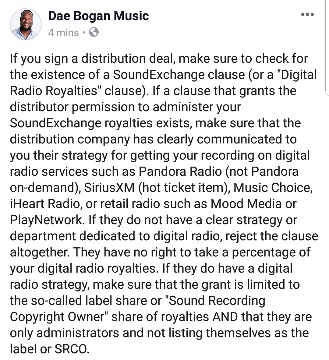 On #distributiondeals and #SoundExchange.