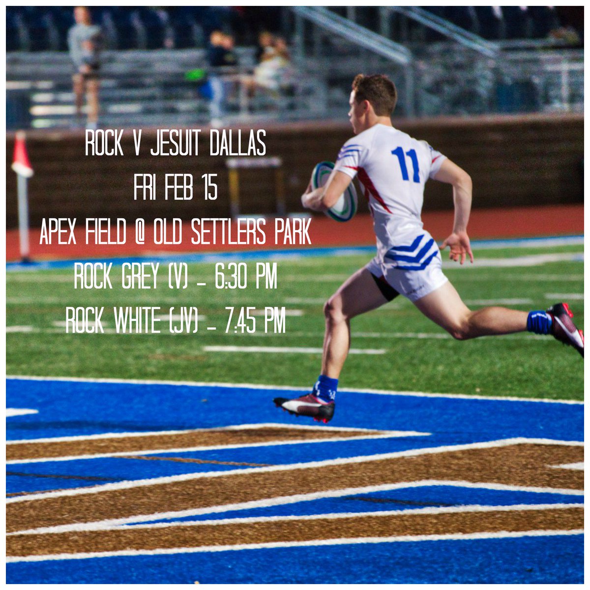 Let's try this again: Come see Rock's first game of the season versus Jesuit Dallas, Fri Feb 15 starting at 6:30 pm.